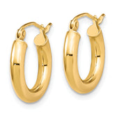 10K Gold Polished Hoop Earrings with Hollow Design and Lifetime Guarantee